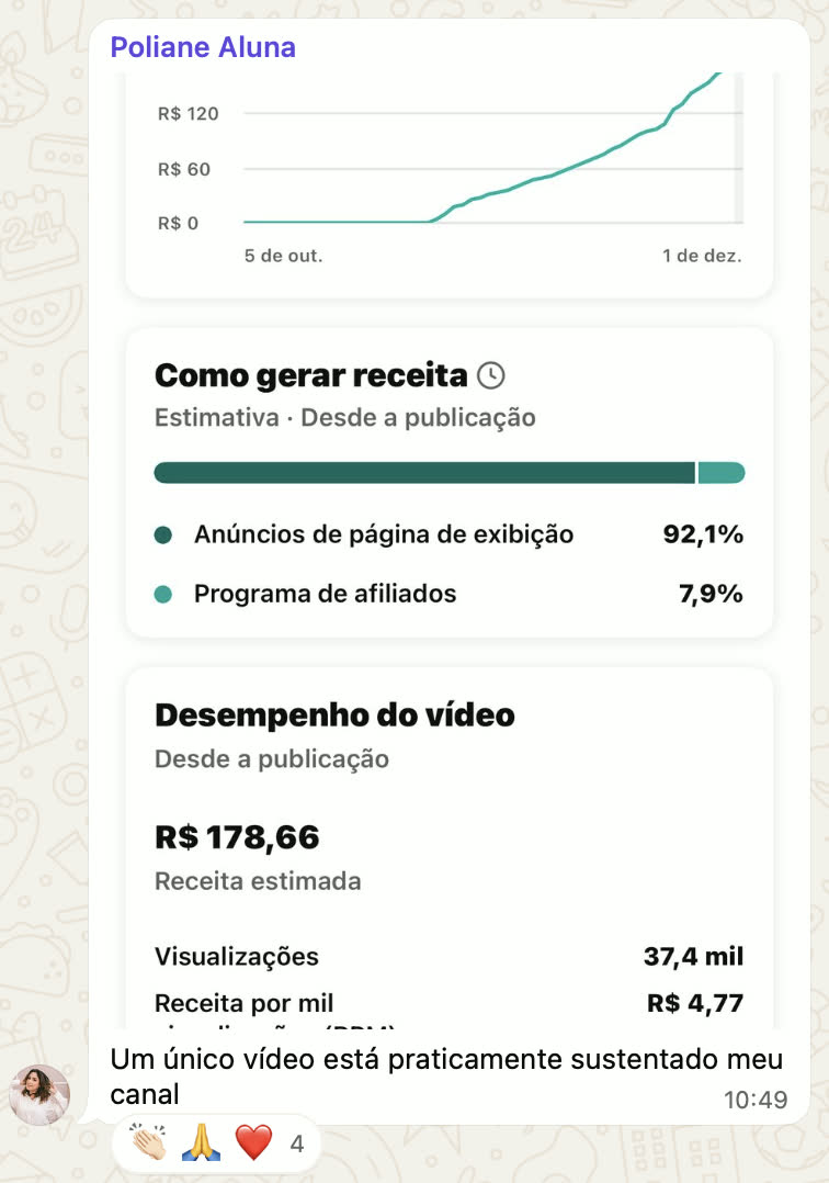 Print de resultado de canal de aluno
