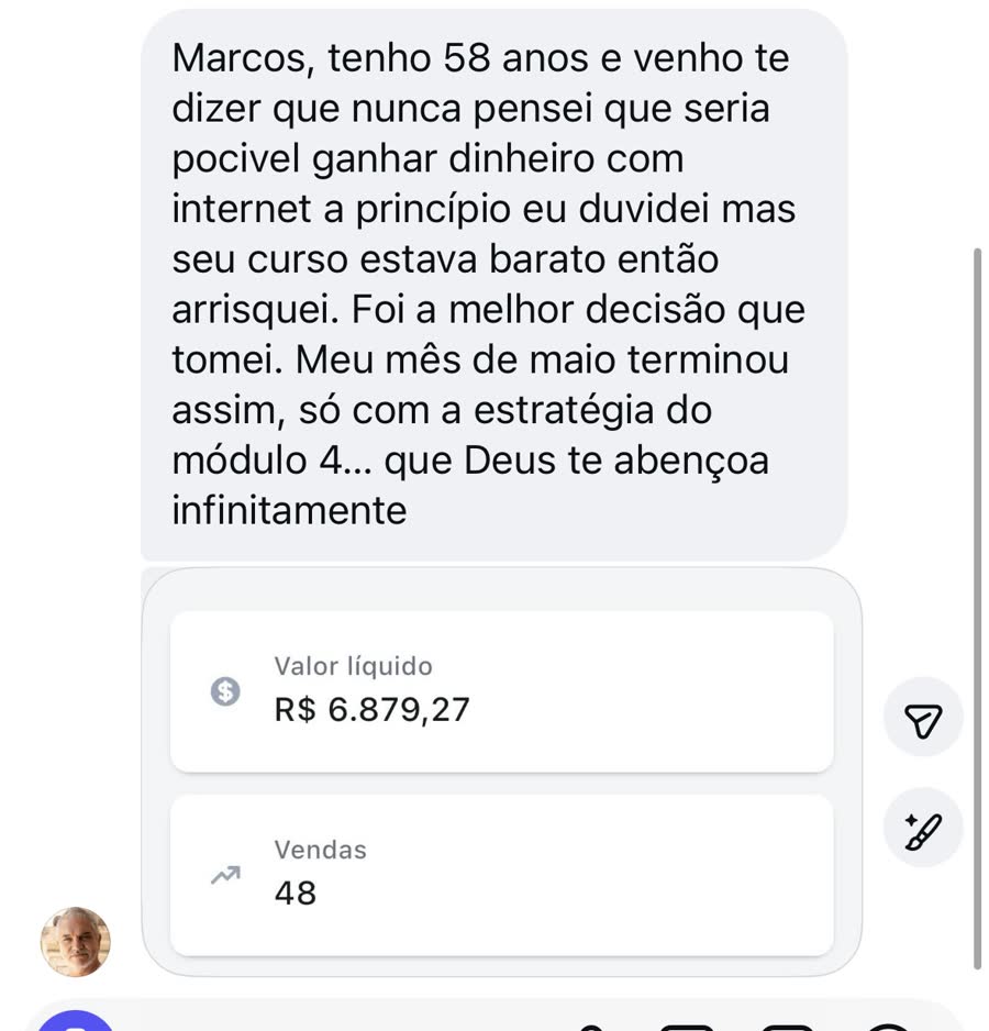 Depoimento de aluno enviado no WhatsApp