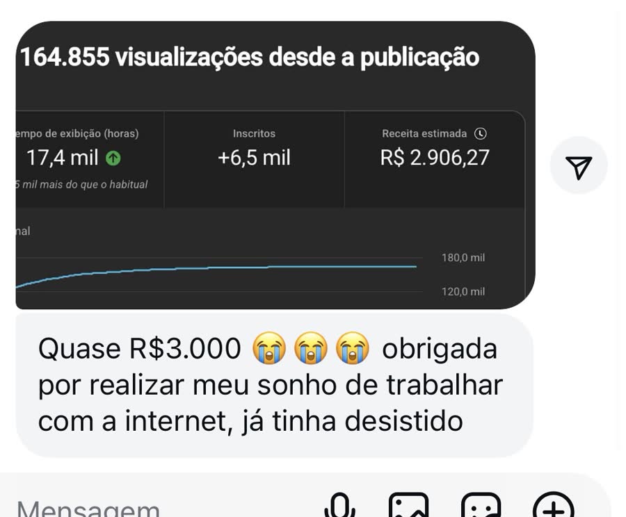 Depoimento de aluno enviado por mensagem